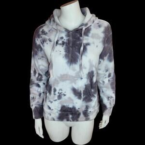 Free People Movement Work It Out Hoodie Sweatshirt XSmall Gray Black Tie Dye NWT